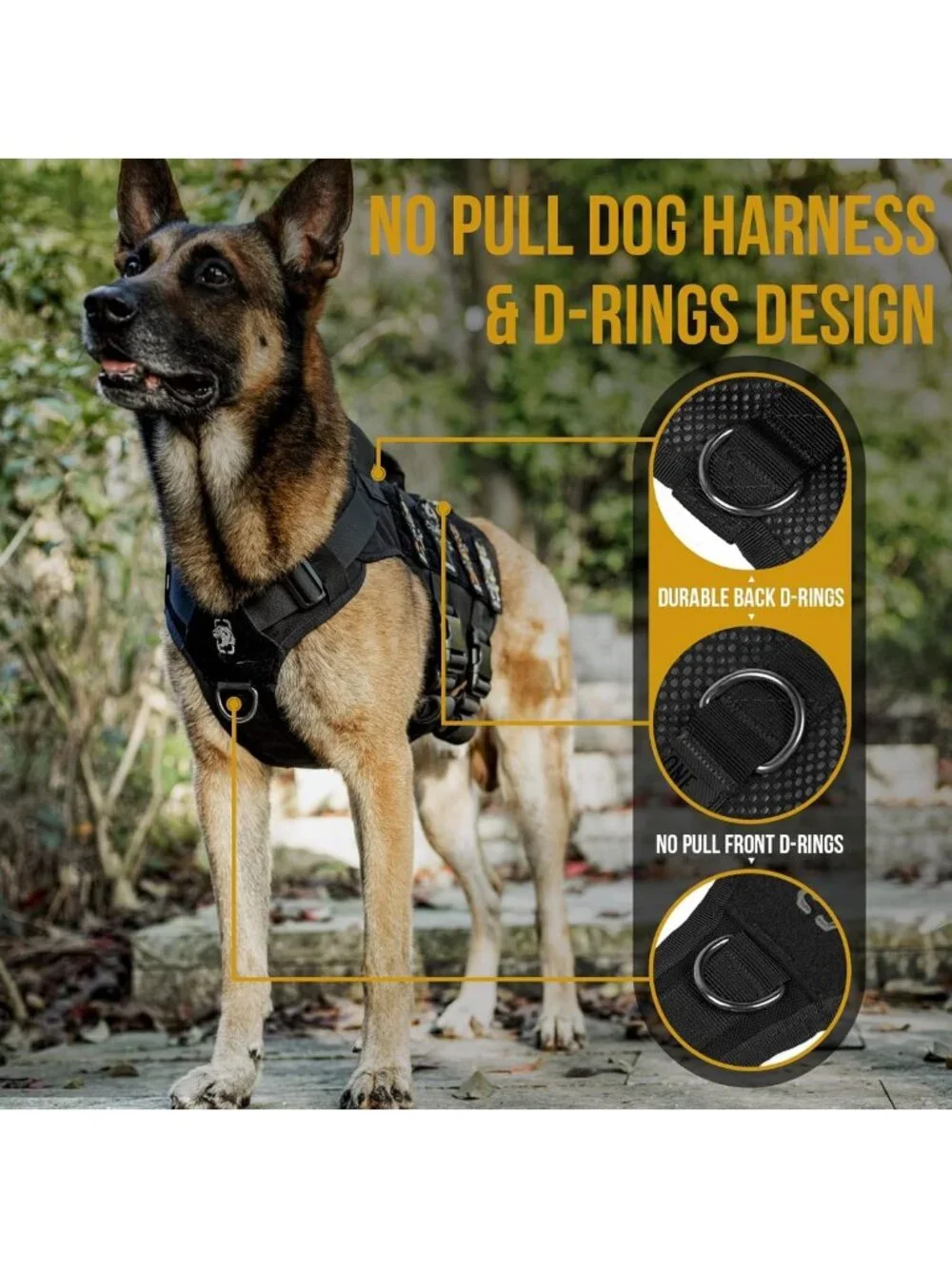 Breathable No-Pull Tactical Dog Harness for Medium Dogs - Military Molle Vest